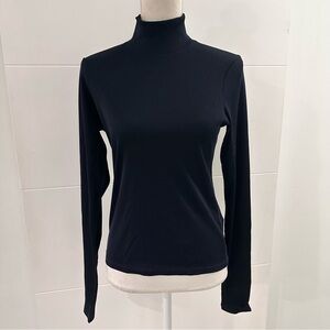 Hikerkind Navy Blue Merino Wool Ribbed Turtleneck Top Large Base Layer Warm NWOT